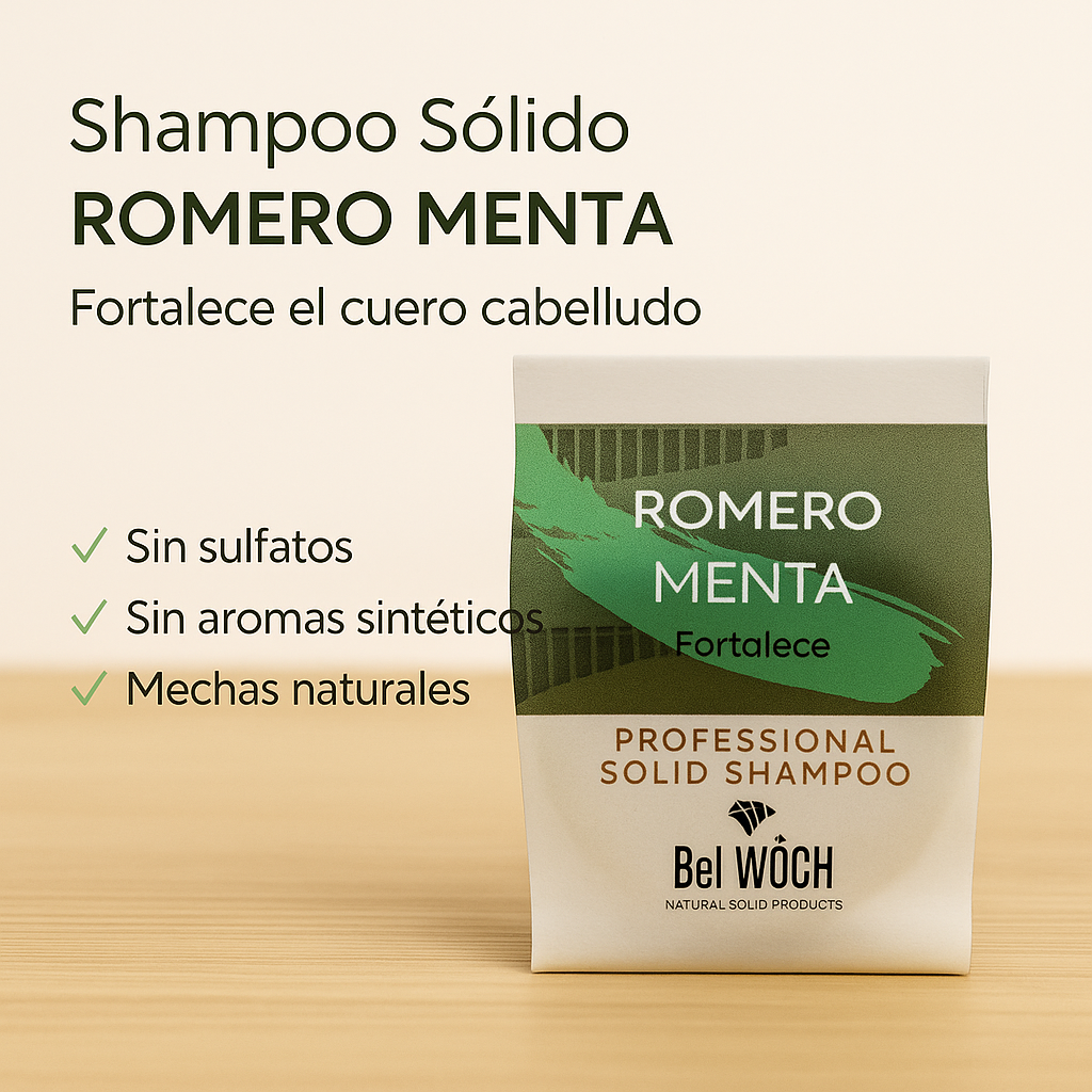 Shampoo Sólido Romero & Menta — Activa, Fortalece & Refresca